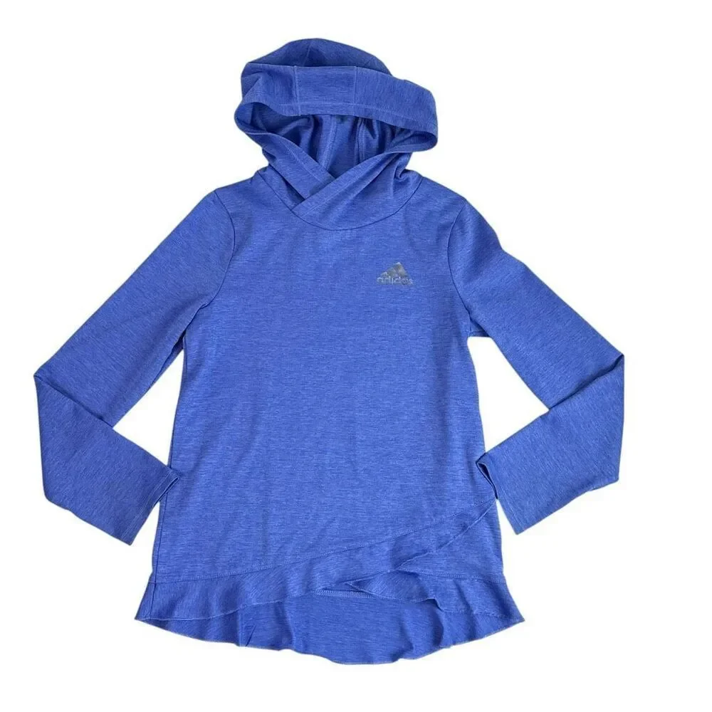 Adidas Girls Small Little Performance Hoodie Heathered Purple Top